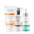 A skincare routine set from Natavis, including a Vitamin C Moisturizer, Brightening Serum, and White Advanced Cream, designed to brighten and even out skin tone.